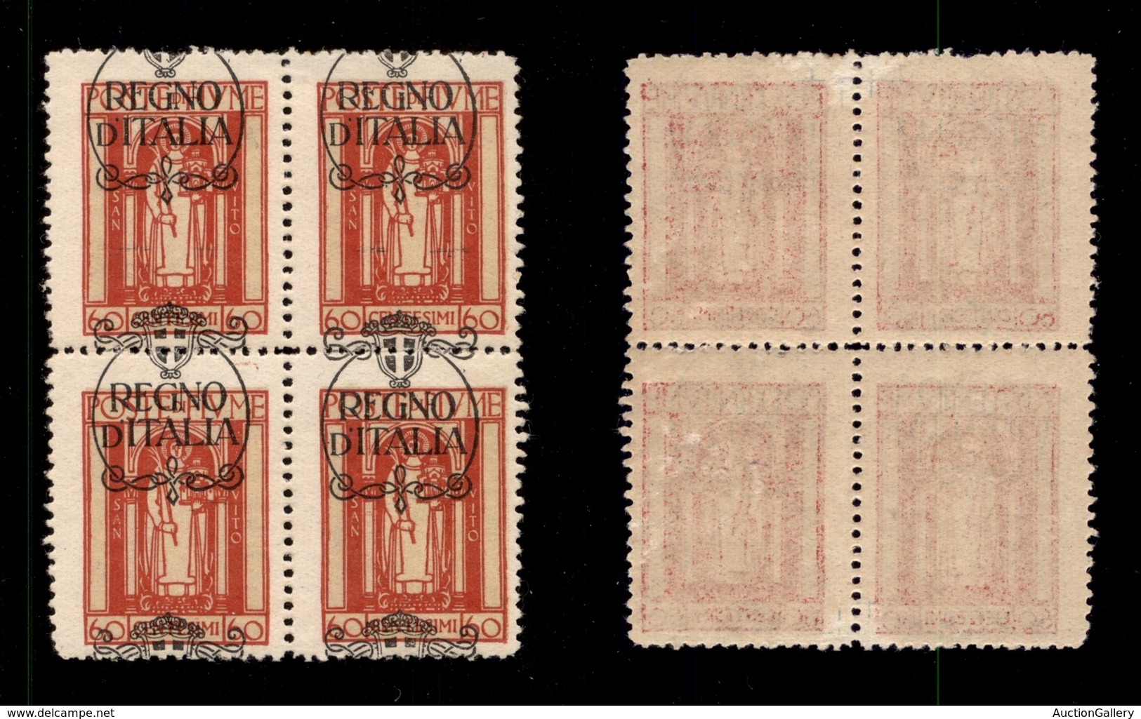 OCCUPAZIONI - FIUME - 1924 - 60 Cent Regno D’Italia (209-varietà) - Quartina Con Soprastampe Spostate In Verticale A Cav - Fiume