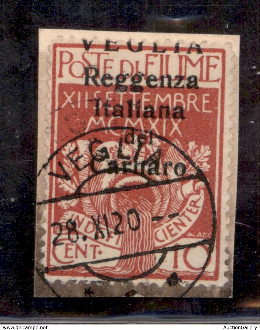 OCCUPAZIONI - VEGLIA - 1920 - 10 Cent (6ga) Usato Su Frammento - Veglia A Cavallo In Alto - Non Quotato Usato - Andere & Zonder Classificatie