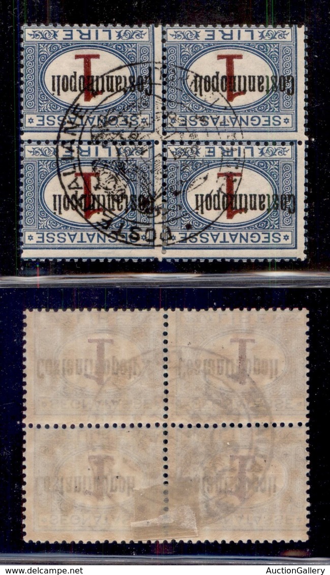 LEVANTE - COSTANTINOPOLI - 1922 - Segnatasse - 1 Lira (4) In Quartina - Gomma Originale - Coppia Inferiore Gomma Integra - Algemene Uitgaven