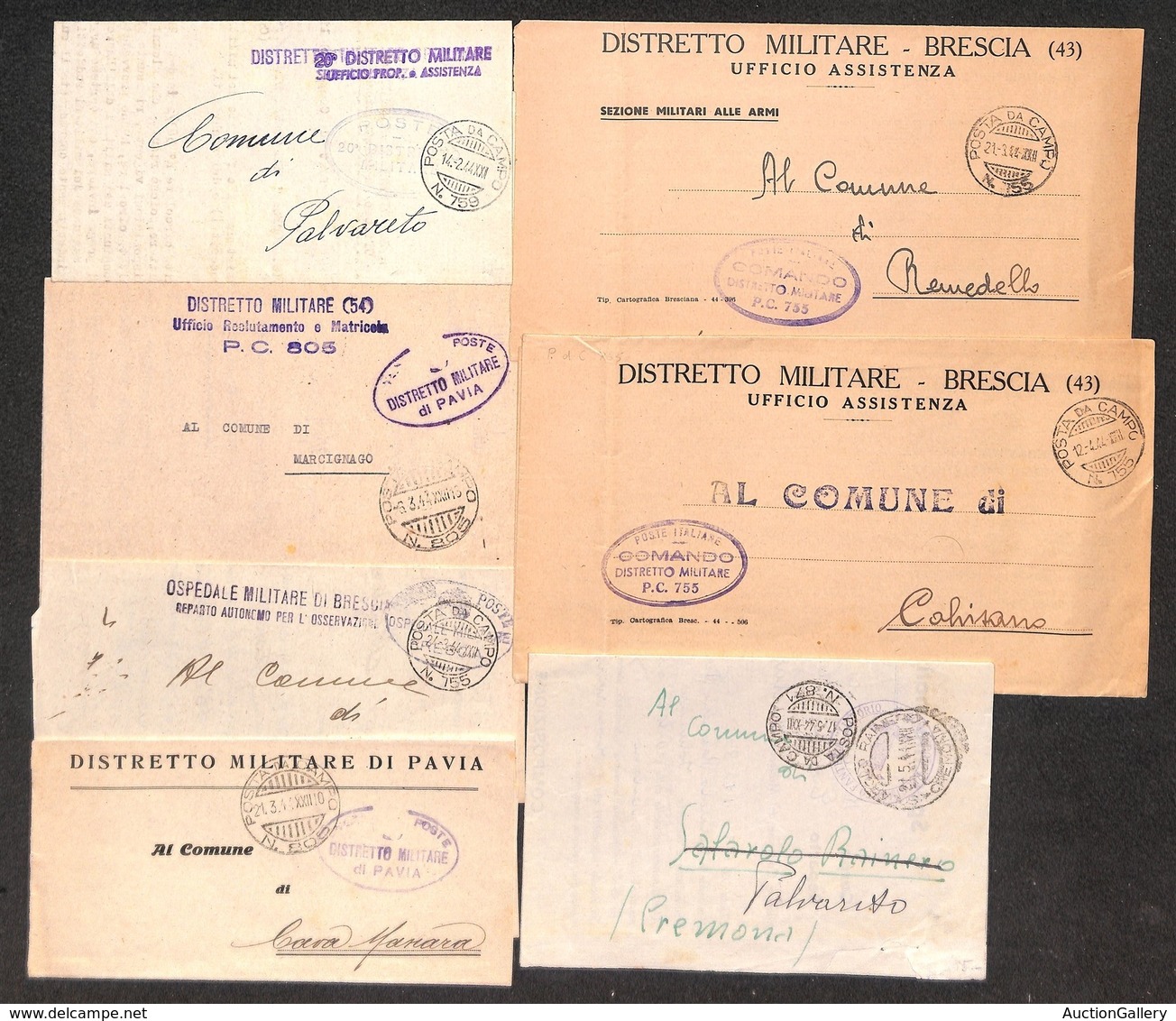 REPUBBLICA SOCIALE - 1944 - Posta Da Campo (755 Tre-759-805 Due-871) - Sette Pieghi In Franchigia - Autres & Non Classés