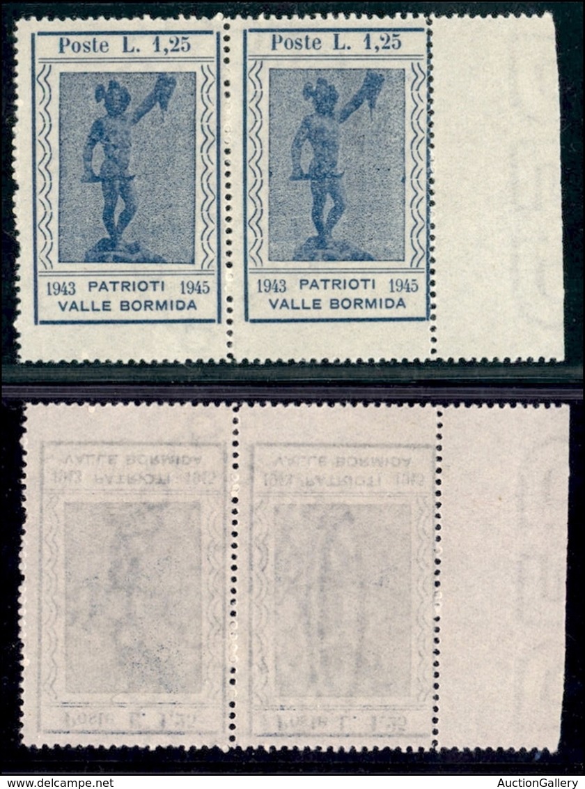 LOCALI - VALLE BORMIDA - 1945 - 1,25 Lire Perseo (14bb) - Coppia Bordo Foglio Con Filigrana Corona Al Centro (lettere Su - Andere & Zonder Classificatie