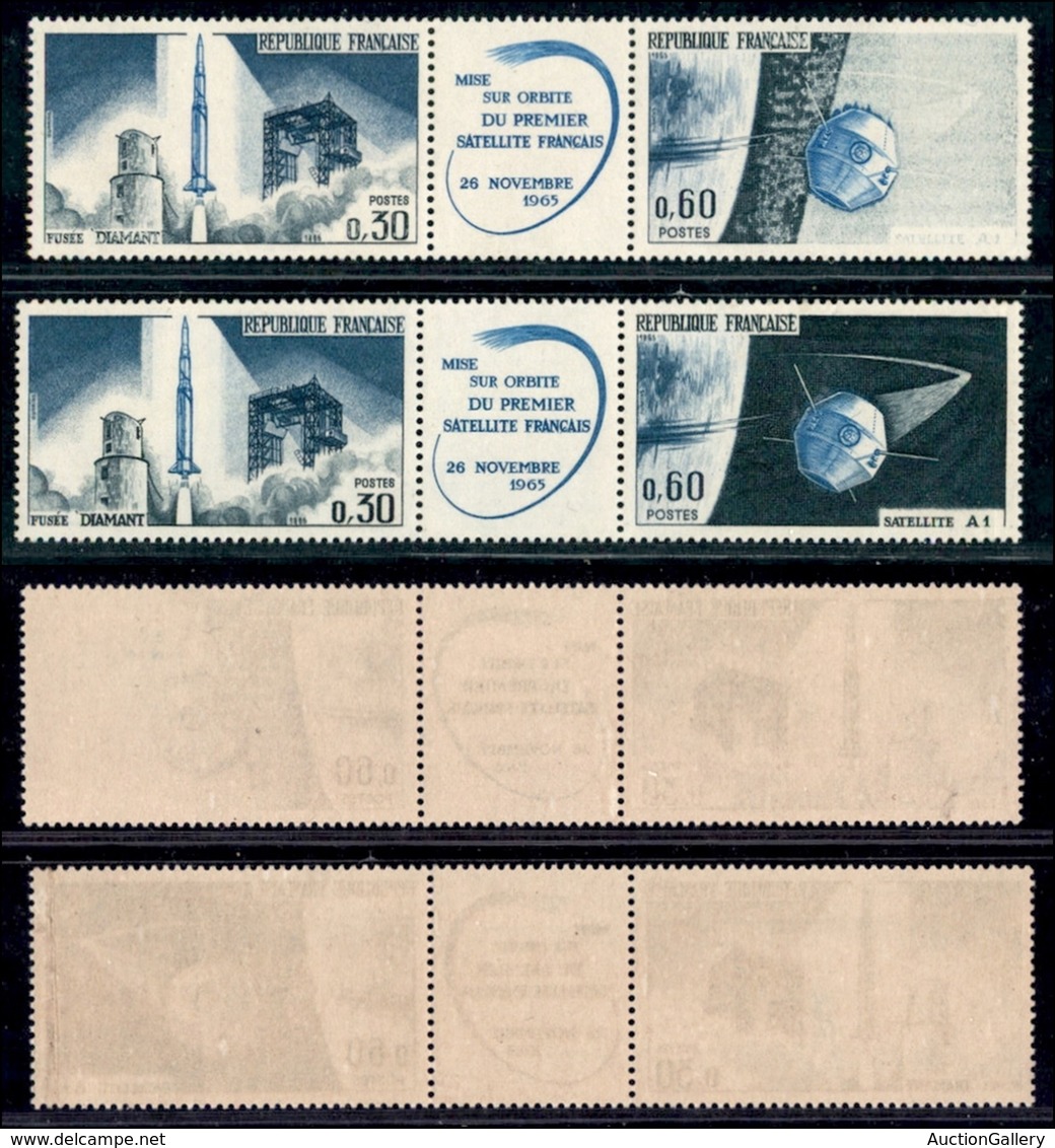 EUROPA - FRANCIA - 1965 - Satellite (1530/1531) - Trittico Senza Colore A Destra + Normale - Gomma Integra - Autres & Non Classés