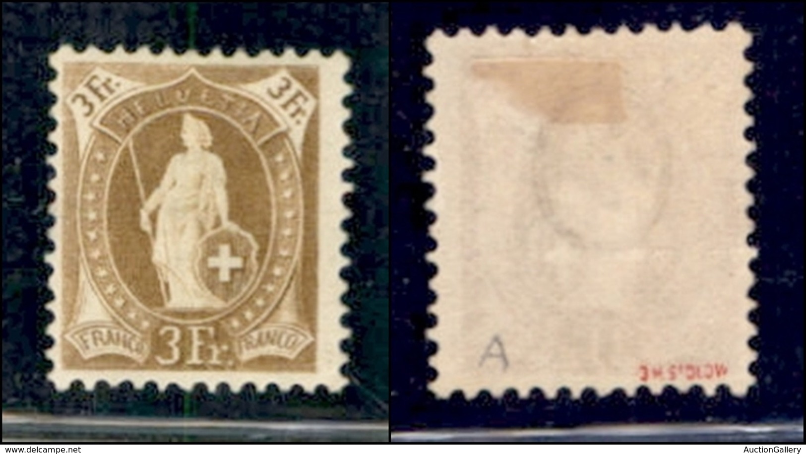 EUROPA - SVIZZERA - 1882 - 3 Franchi (64CYa) - Gomma Originale - Andere & Zonder Classificatie