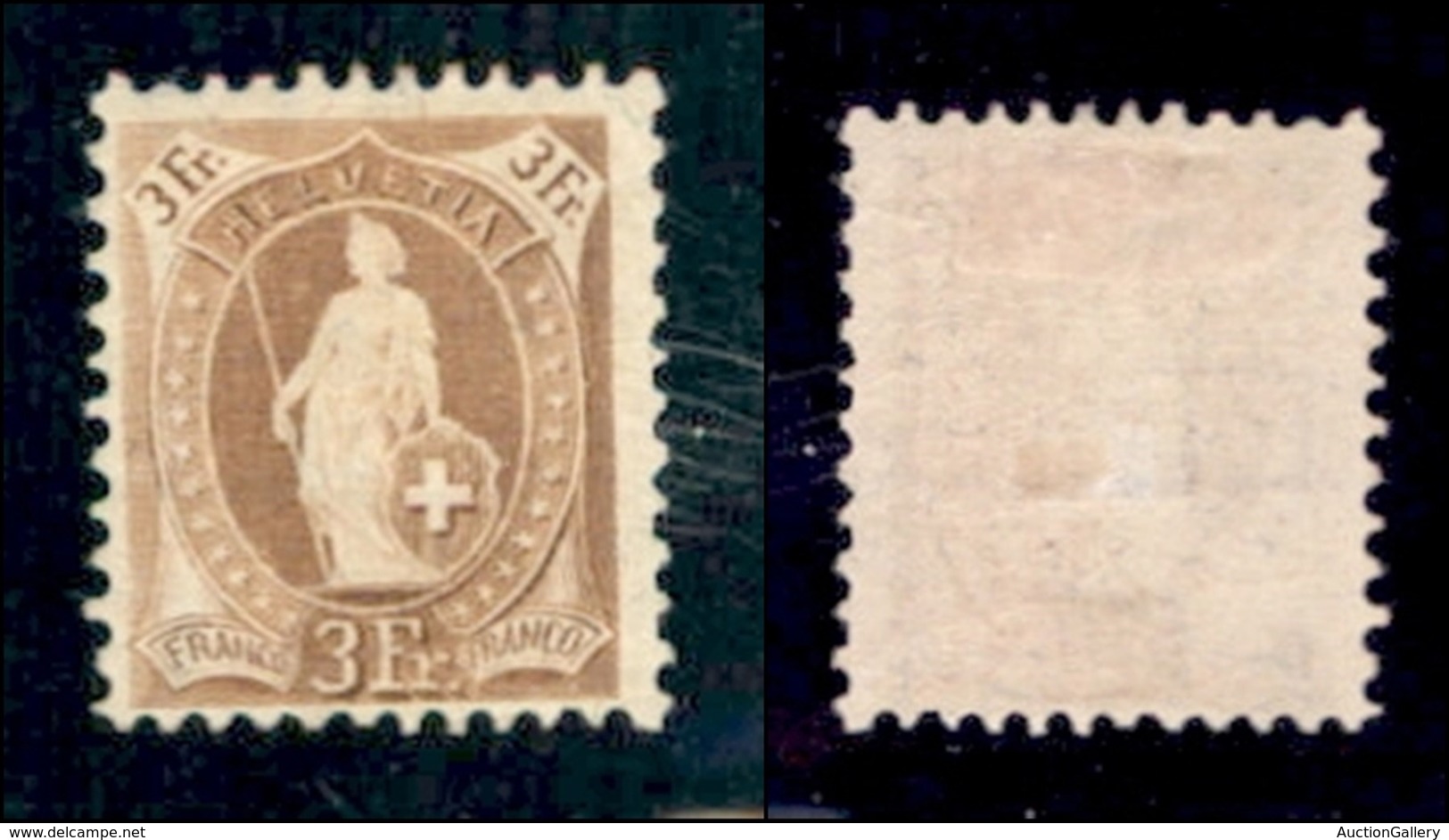 EUROPA - SVIZZERA - 1907 - 3 Franchi (94C) - Gomma Originale - Andere & Zonder Classificatie