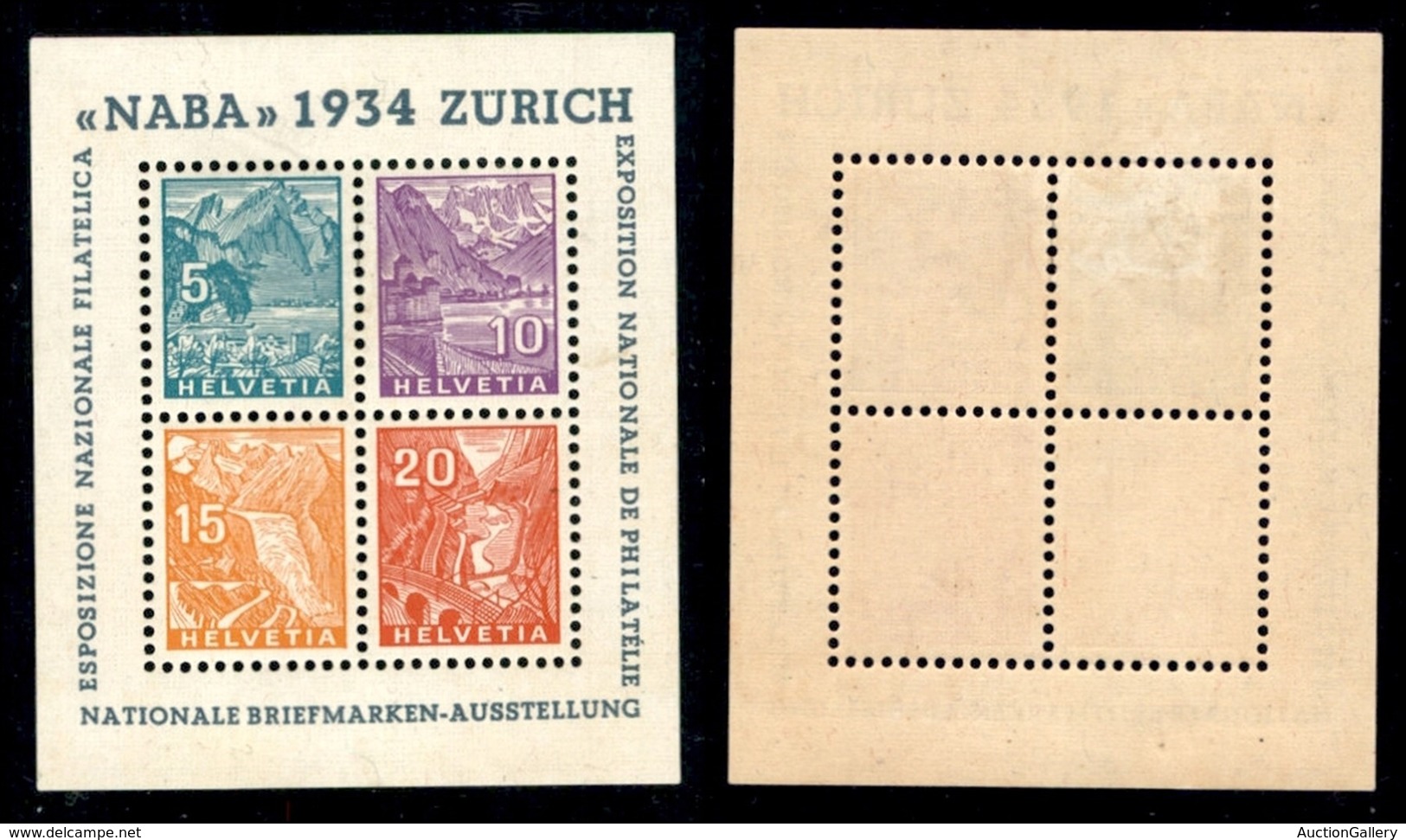 EUROPA - SVIZZERA - 1934 - Foglietti - Naba Zurigo (1) - Gomma Originale - Sonstige & Ohne Zuordnung