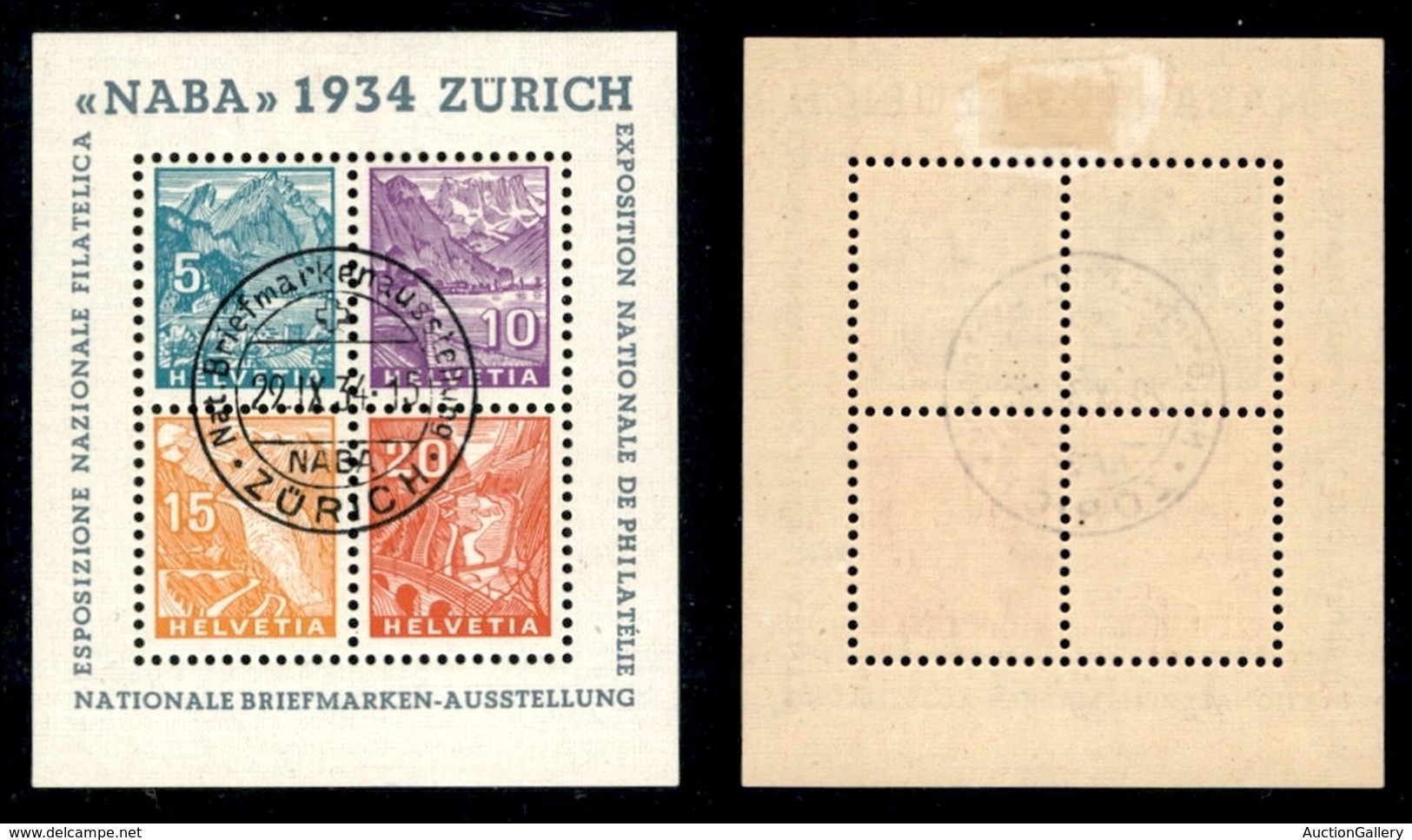 EUROPA - SVIZZERA - 1934 - Foglietti - Naba Zurigo (1) Usato - Andere & Zonder Classificatie