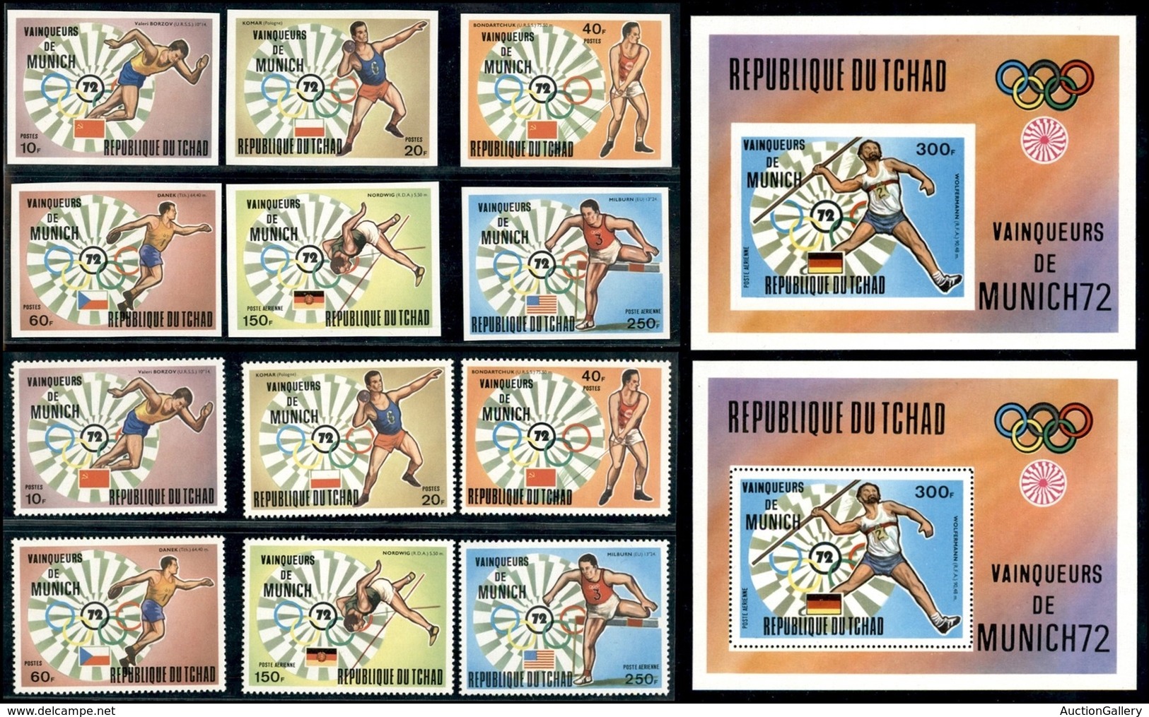 OLTREMARE - CIAD - 1972 - Vincitori Olimpiadi Monaco I (620/625A+B + Foglietti 54A+B) - Gomma Integra (200+) - Andere & Zonder Classificatie