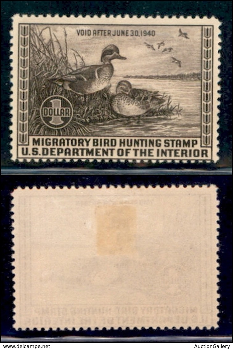OLTREMARE - STATI UNITI - Dipartimento Agricoltura - 1939 - 1 Dollaro (Scott RW6) - Gomma Originale - Sonstige & Ohne Zuordnung