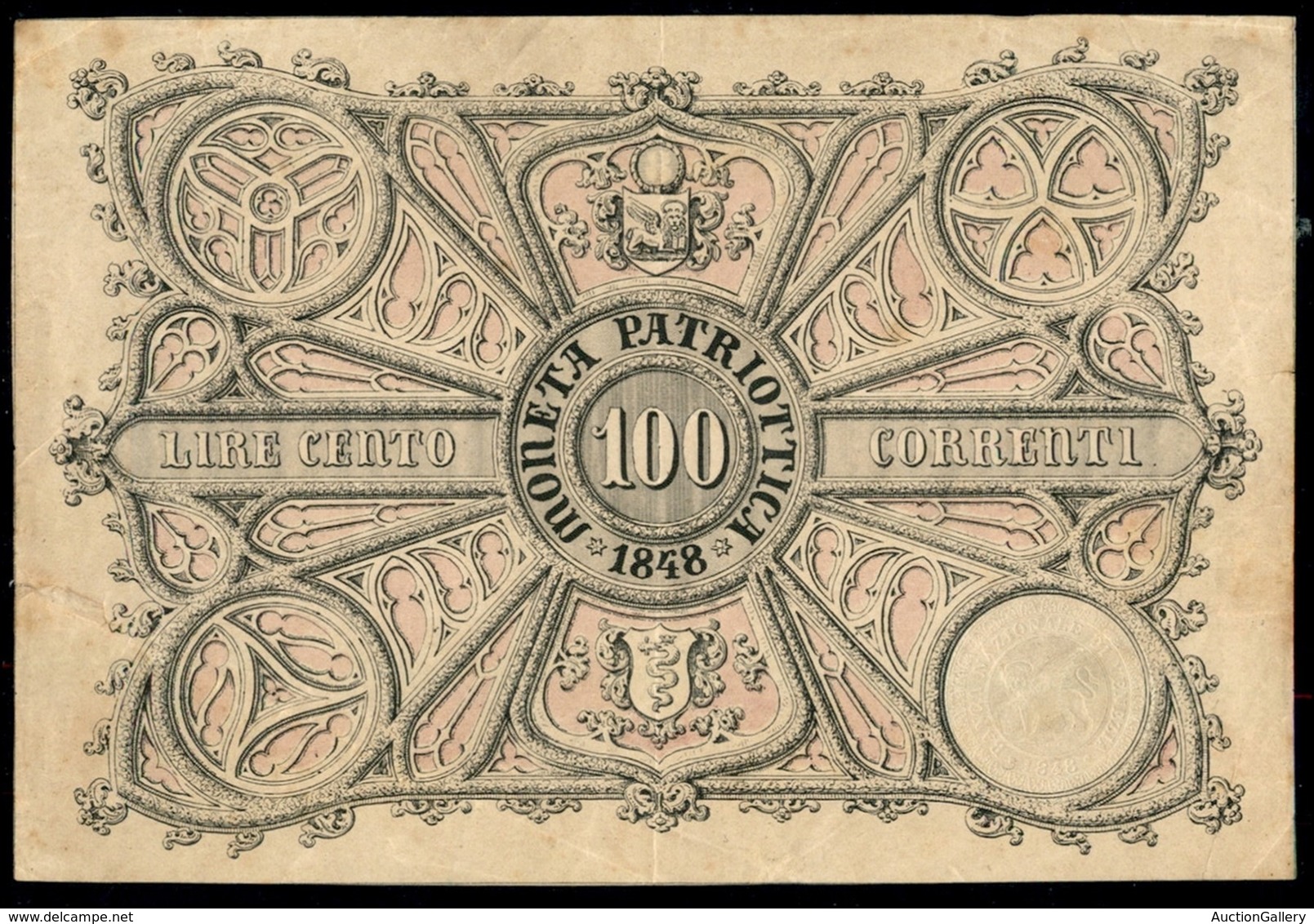 CARTAMONETA - BANCONOTE - 1848 - Italia - 100 Lire Moneta Patriottica - Piccolo Strappo - BB - Autres & Non Classés