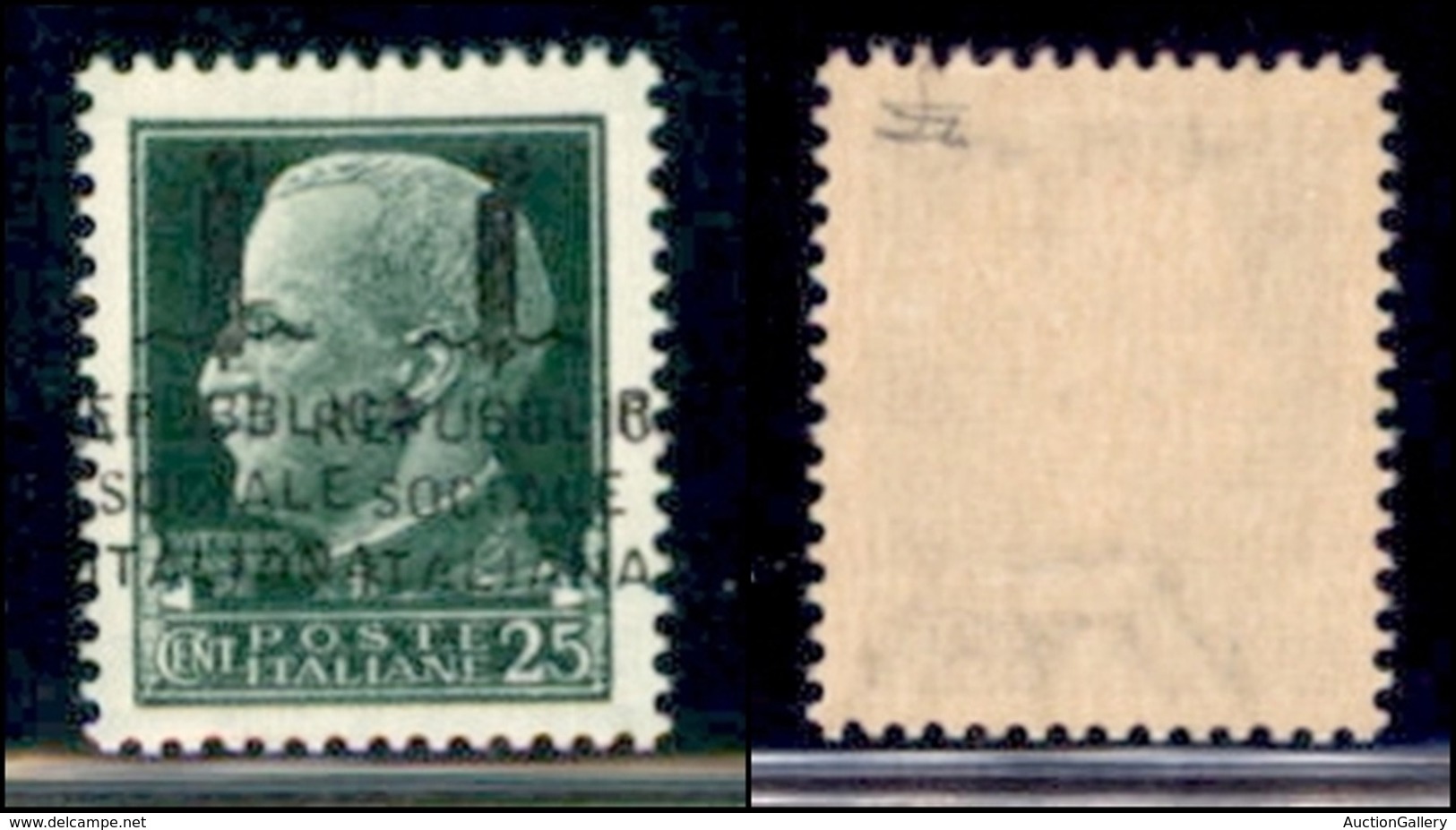 REPUBBLICA SOCIALE - PROVVISORI - 1944 - 25 Cent (491b - Varietà) Con Doppia Soprastampa (entrambe Spostate A Cavallo) - - Sonstige & Ohne Zuordnung