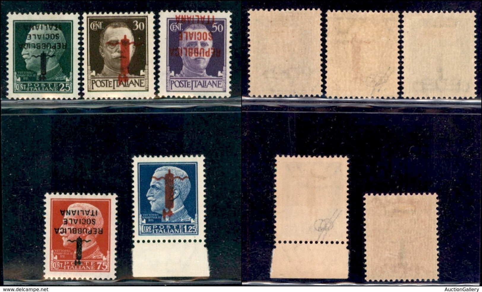 REPUBBLICA SOCIALE - PROVVISORI - 1944 - Verona - Soprastampe Capovolte (491a/495a) - Serie Completa - Gomma Originale - Autres & Non Classés