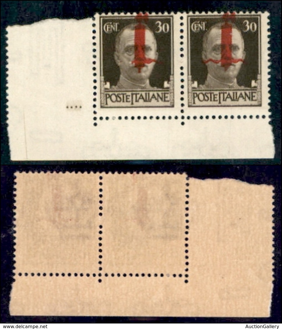 REPUBBLICA SOCIALE - PROVVISORI - 1944 - Firenze - 30 Cent (492/II Phd) Coppia Angolare (pos. 191/192) Con Soprastampe S - Sonstige & Ohne Zuordnung