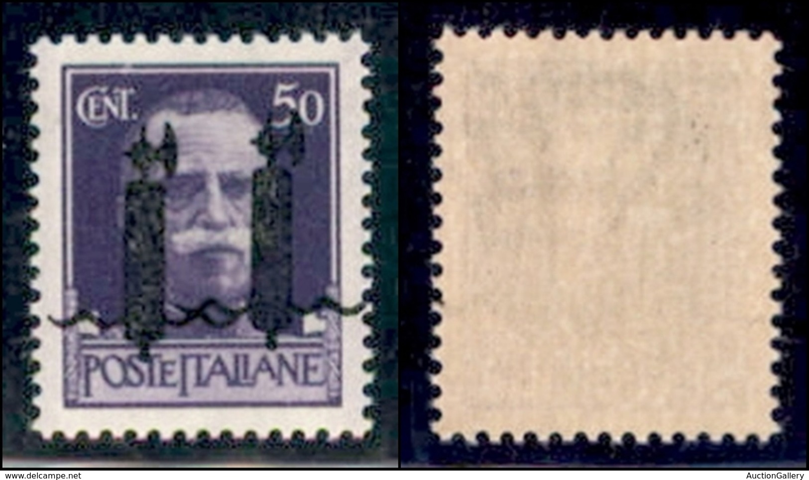 REPUBBLICA SOCIALE - PROVVISORI - 1944 - Verona - Soprastampa L In Nero - 50 Cent (493CAb) Con Doppia Soprastampa - Gomm - Sonstige & Ohne Zuordnung