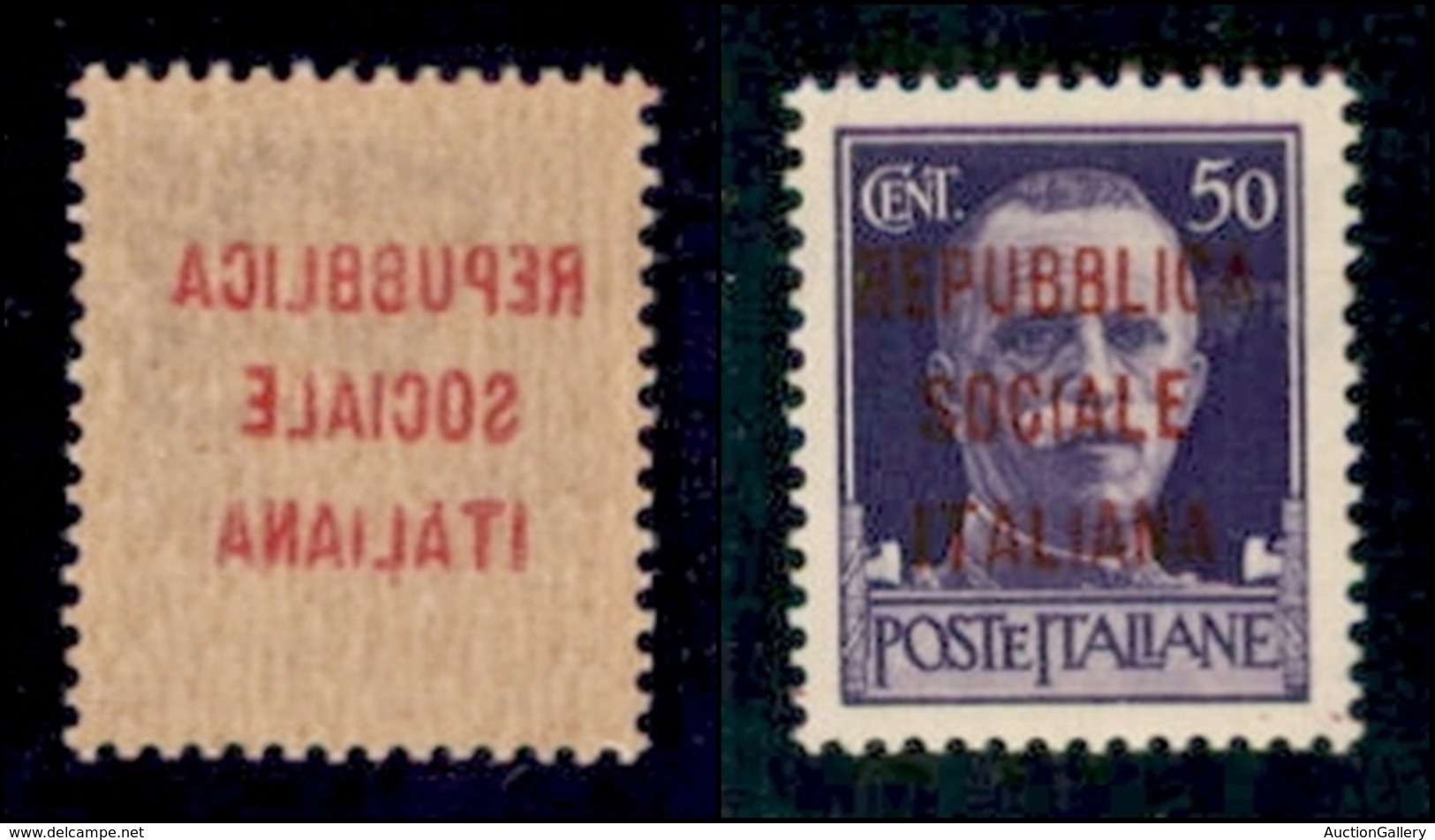 REPUBBLICA SOCIALE - PROVVISORI - 1944 - Firenze - Soprastampa Rossa - 50 Cent (493/IIs - CEI 62c) Con Decalco - Gomma I - Sonstige & Ohne Zuordnung