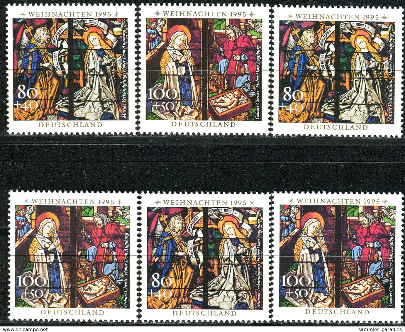 A12-39-8) BRD - 3x Mi 1831 / 1832 - ** Postfrisch - 80+40-100+50Pf     Weihnachten 95 - Ungebraucht