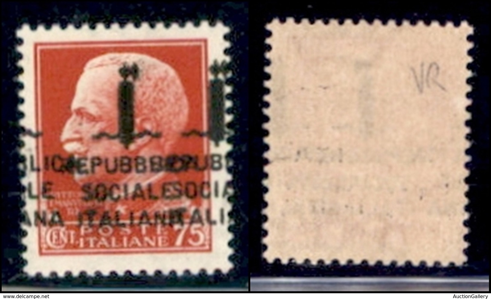 REPUBBLICA SOCIALE - PROVVISORI - 1944 - Verona - 75 Cent (494b) Con Doppia Soprastampa (una A Cavallo) - Gomma Integra - Sonstige & Ohne Zuordnung