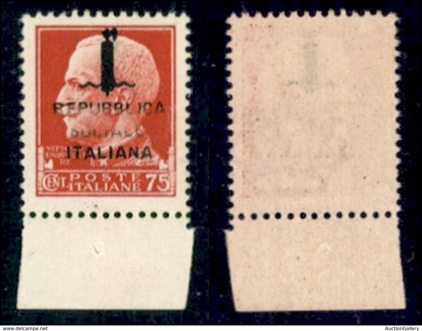 REPUBBLICA SOCIALE - PROVVISORI - 1944 - 75 Cent (494ma) Bordo Foglio Soprastampa Evanescente - Gomma Integra - Sonstige & Ohne Zuordnung