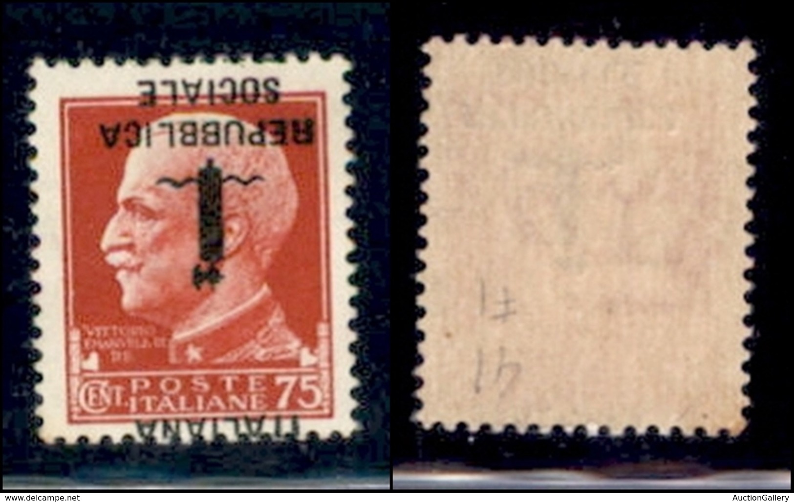 REPUBBLICA SOCIALE - PROVVISORI - 1944 - Firenze 75 Cent (494a) Con Soprastampa Capovolta (pos. 41) Spostata - Italiana  - Andere & Zonder Classificatie
