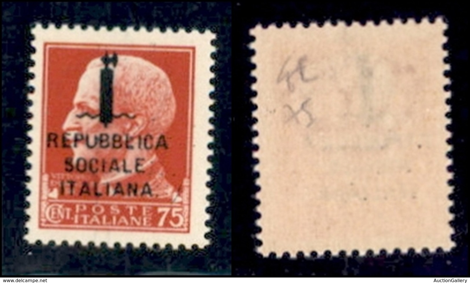 REPUBBLICA SOCIALE - PROVVISORI - 1944 - Genova - 75 Cent (494) - Pos. 75 - Gomma Integra - Cert. AG - Andere & Zonder Classificatie