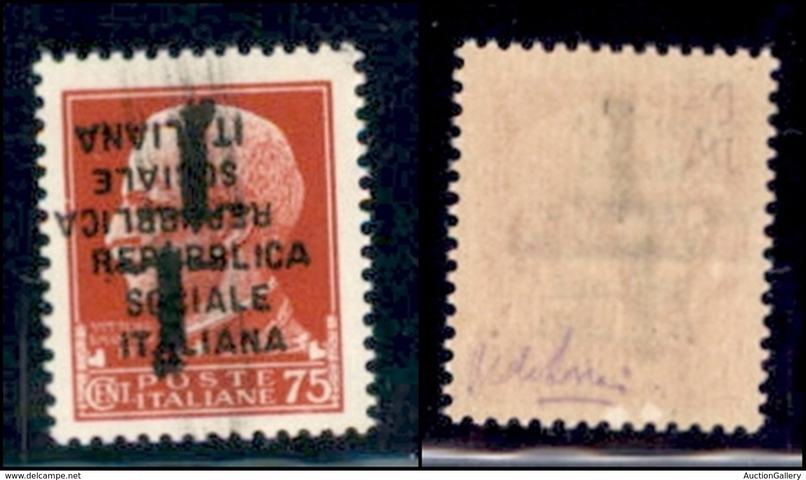 REPUBBLICA SOCIALE - PROVVISORI - 1944 - Milano - 75 Cent (494c) Con Doppia Soprastampa (una Capovolta) - Pos. 29/72 - G - Andere & Zonder Classificatie
