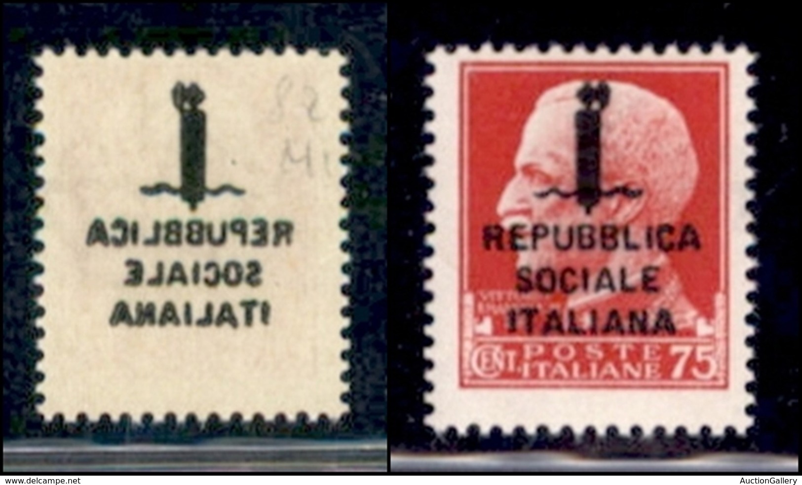 REPUBBLICA SOCIALE - PROVVISORI - 1944 - Milano - 75 Cent (494s) Con Decalco (pos. 82) - Gomma Integra - Sonstige & Ohne Zuordnung