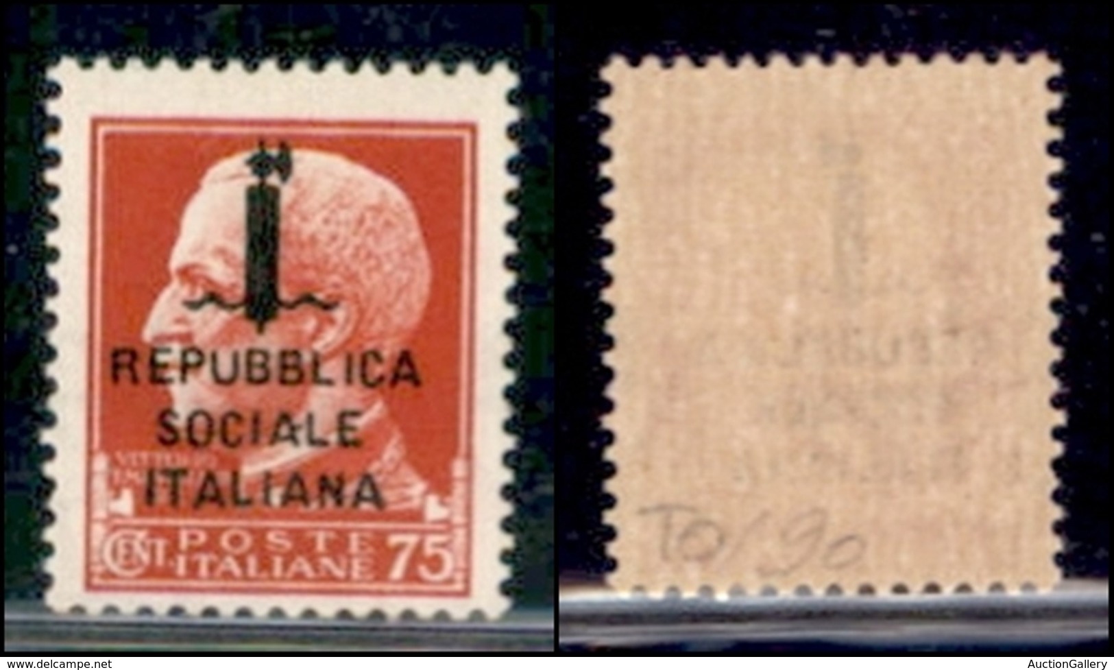 REPUBBLICA SOCIALE - PROVVISORI - 1944 - Torino - 75 Cent (494) - Pos. 90 - Gomma Integra - Andere & Zonder Classificatie