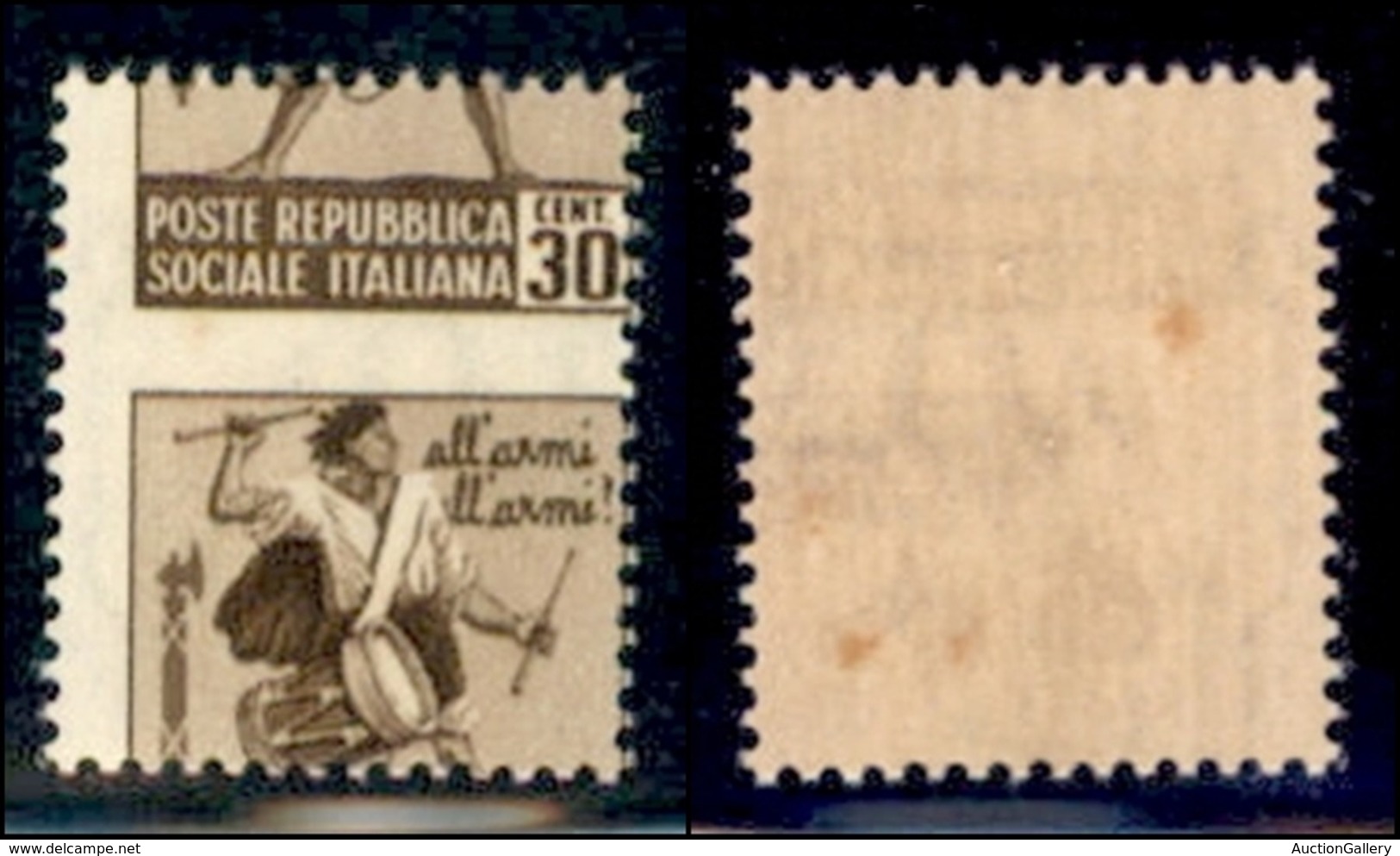 REPUBBLICA SOCIALE - DEFINITIVI - 1944 - 30 Cent (498d) - Dentellatura Spostata - Gomma Integra - Altri & Non Classificati