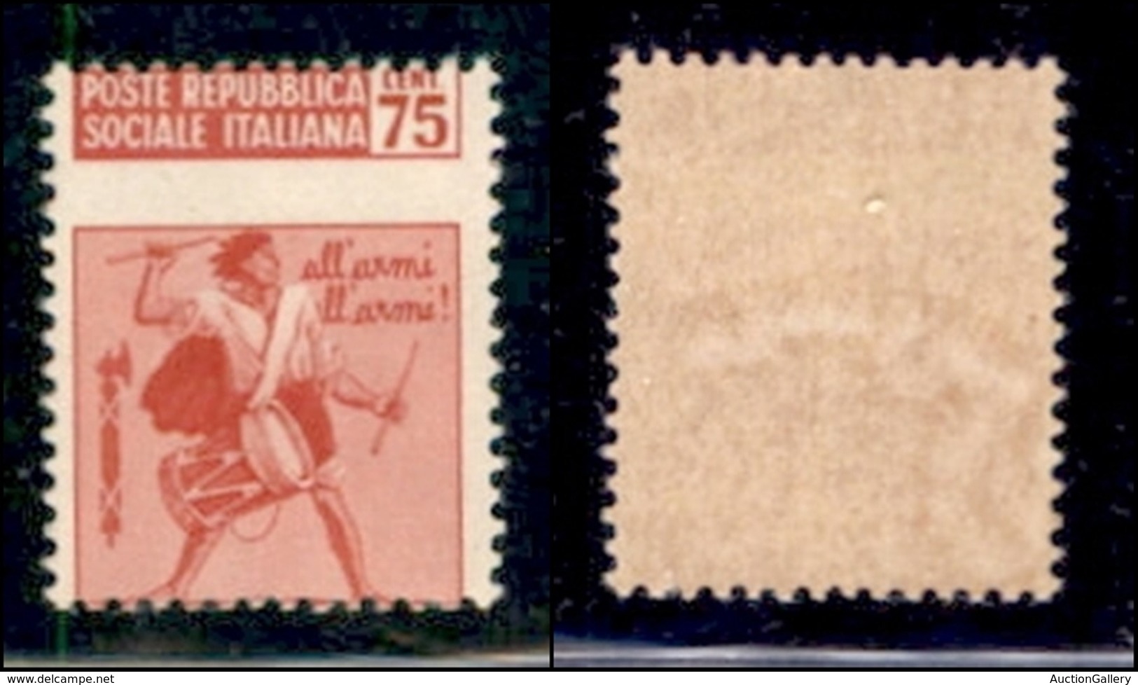 REPUBBLICA SOCIALE - DEFINITIVI - 1944 - 75 Cent Tamburino (508cb) Con Tassello Del Valore In Alto - Gomma Integra - Sonstige & Ohne Zuordnung