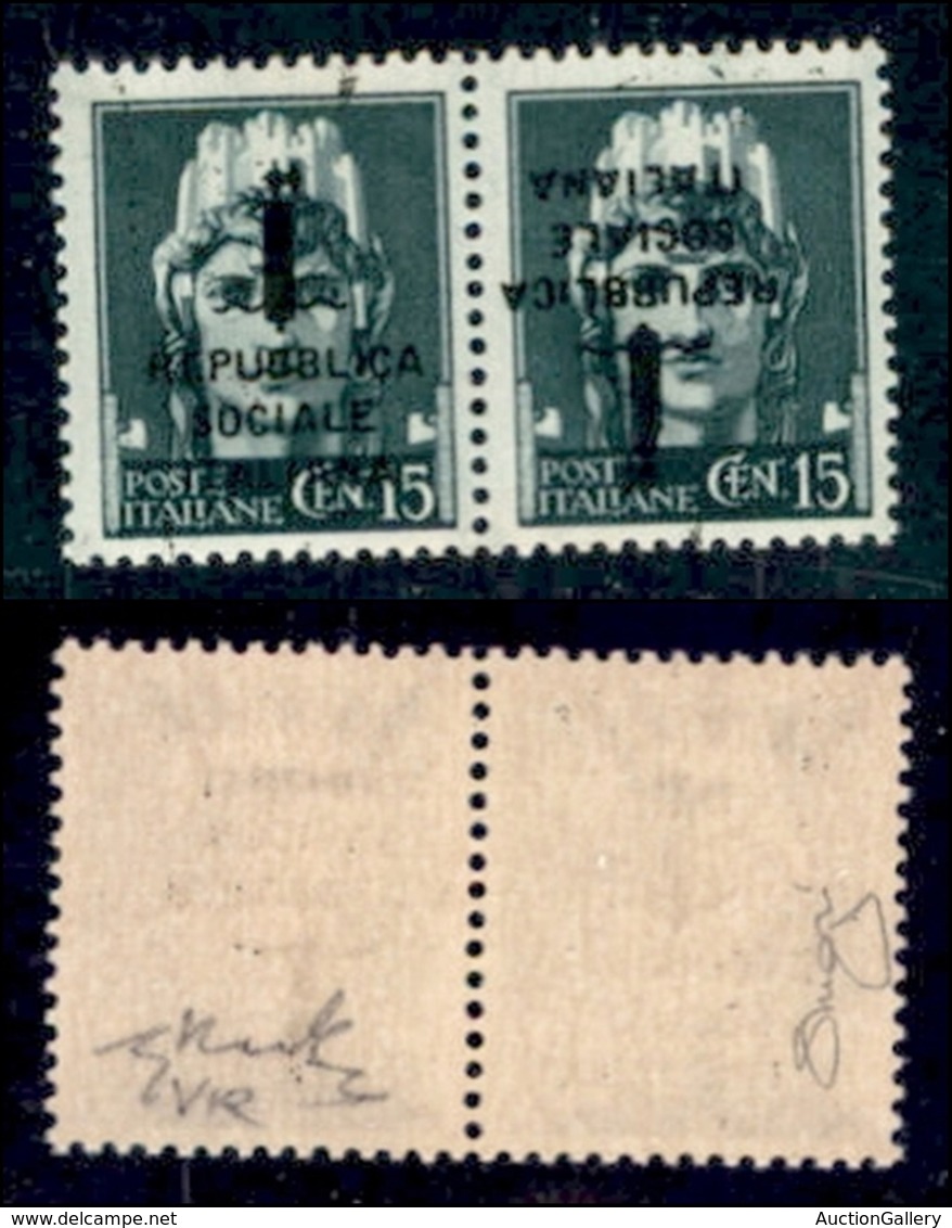 REPUBBLICA SOCIALE - PROVE - SAGGI - 1944 - Saggi - Verona - 15 + 15 Cent (P26b) - Gomma Integra - Chiavarello + Cert. R - Sonstige & Ohne Zuordnung