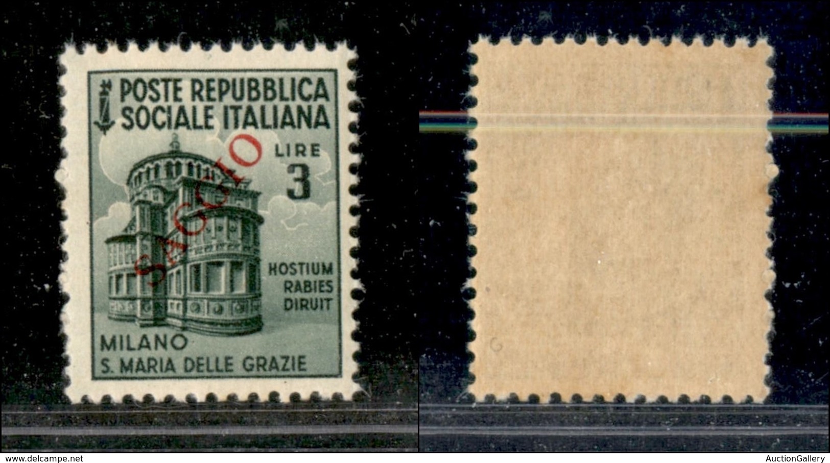 REPUBBLICA SOCIALE - PROVE - SAGGI - 1944 - Saggi - Monumenti Distrutti - 3 Lire (511) - Gomma Integra - Cert. AG (1.600 - Sonstige & Ohne Zuordnung