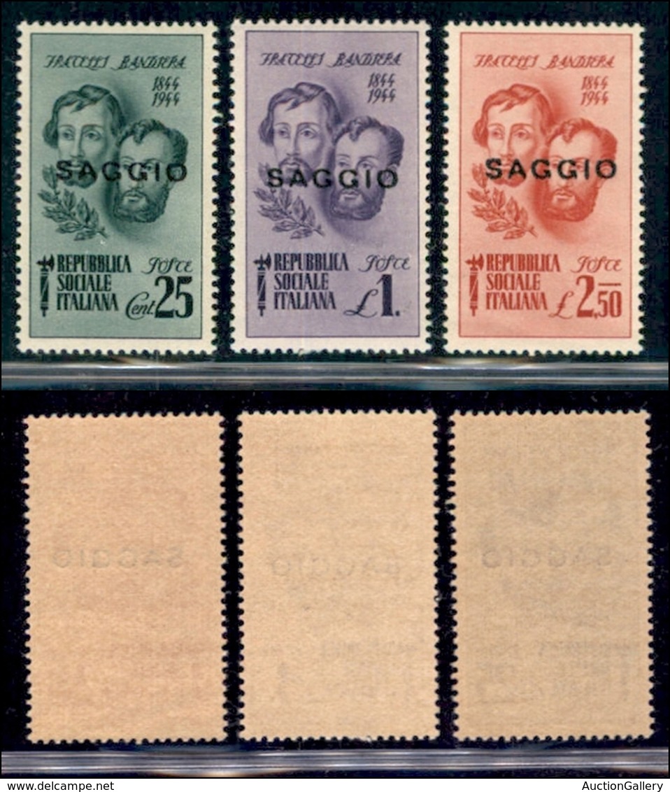 REPUBBLICA SOCIALE - PROVE - SAGGI - 1944 - Saggi - Bandiera (512/514) - Serie Completa - Gomma Integra - Cert. AG - Sonstige & Ohne Zuordnung