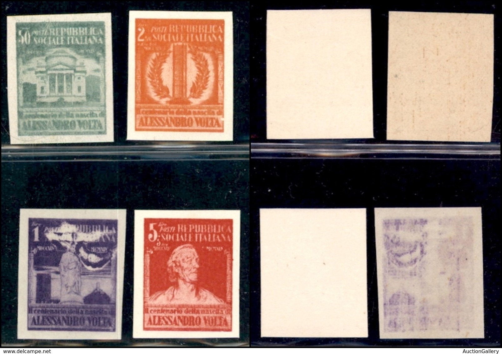 REPUBBLICA SOCIALE - PROVE - SAGGI - 1945 - Saggi - Volta - Carta Bianca - 4 Valori (Unificato S. 513A/S.513D) - Serie C - Sonstige & Ohne Zuordnung