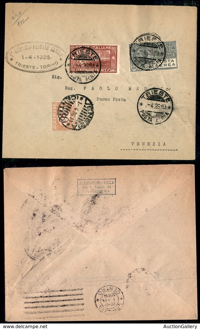 POSTA AEREA  - 1926 (1 Aprile) - Trieste Venezia (1452) - 350 Aerogrammi Col Dispaccio - Andere & Zonder Classificatie