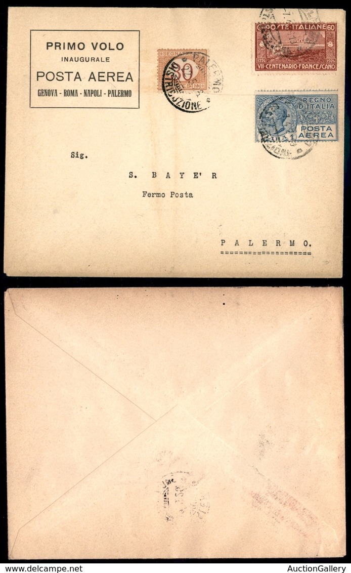 POSTA AEREA  - 1926 (7 Aprile) - Ostia Palermo (1470) - 58 Aerogrammi Col Dispaccio (diverse Affrancature) - Andere & Zonder Classificatie