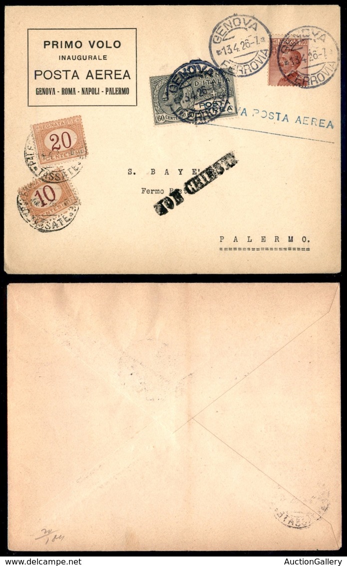 POSTA AEREA  - 1926 (13 Aprile) - Genova Palermo (1548) - 184 Aerogrammi Col Dispaccio - Autres & Non Classés