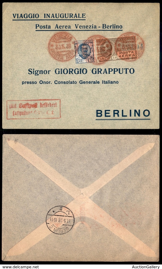 POSTA AEREA  - 1928 (3 Maggi) - Venezia Berlino (1045) - 400 Aerogrammi Col Dispaccio - Andere & Zonder Classificatie