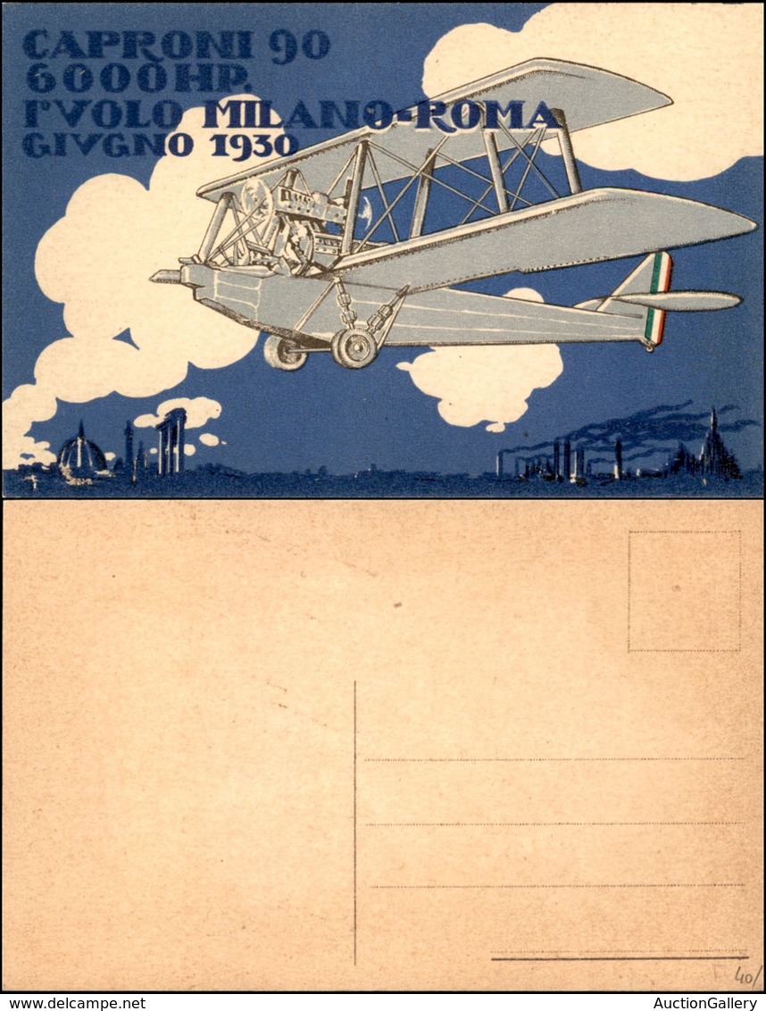 POSTA AEREA  - 1930 (giugno) - Caproni 90/I° Volo Milano Roma - Cartolina Nuova - Sonstige & Ohne Zuordnung