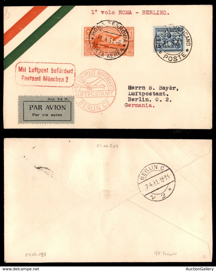 POSTA AEREA  - 1931 (1 Aprile) - Vaticano Berlino (2341) - 48 Aerogrammi Col Dispaccio - Andere & Zonder Classificatie