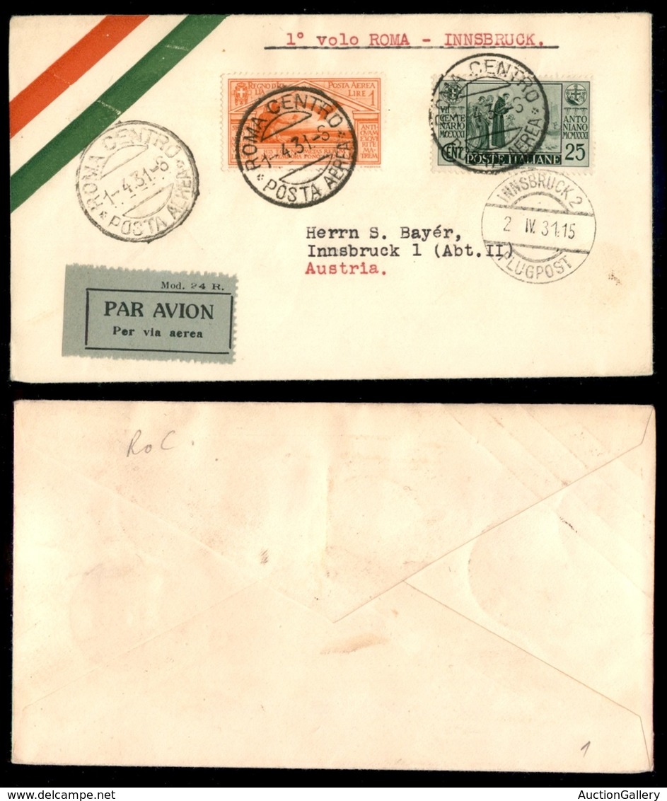 POSTA AEREA  - 1931 (2 Aprile) - Roma Innsbruck (2348) - Nota: 10 Aerogrammi Da Roma Centro Nel Dispaccio - Sonstige & Ohne Zuordnung