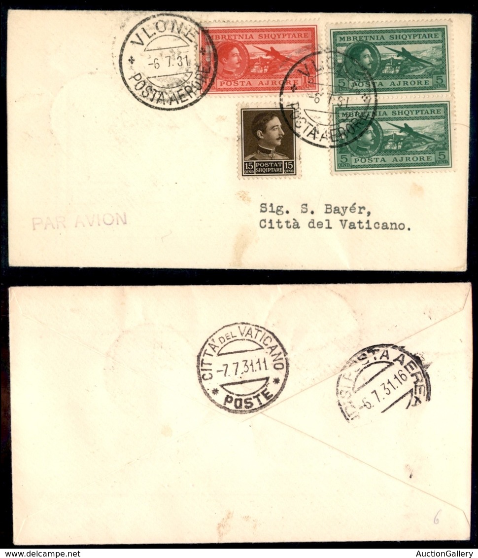 POSTA AEREA  - 1931 (6 Luglio) - Valona (Brindisi) Vaticano (2434) - 20 Aerogrammi Col Dispaccio - Andere & Zonder Classificatie