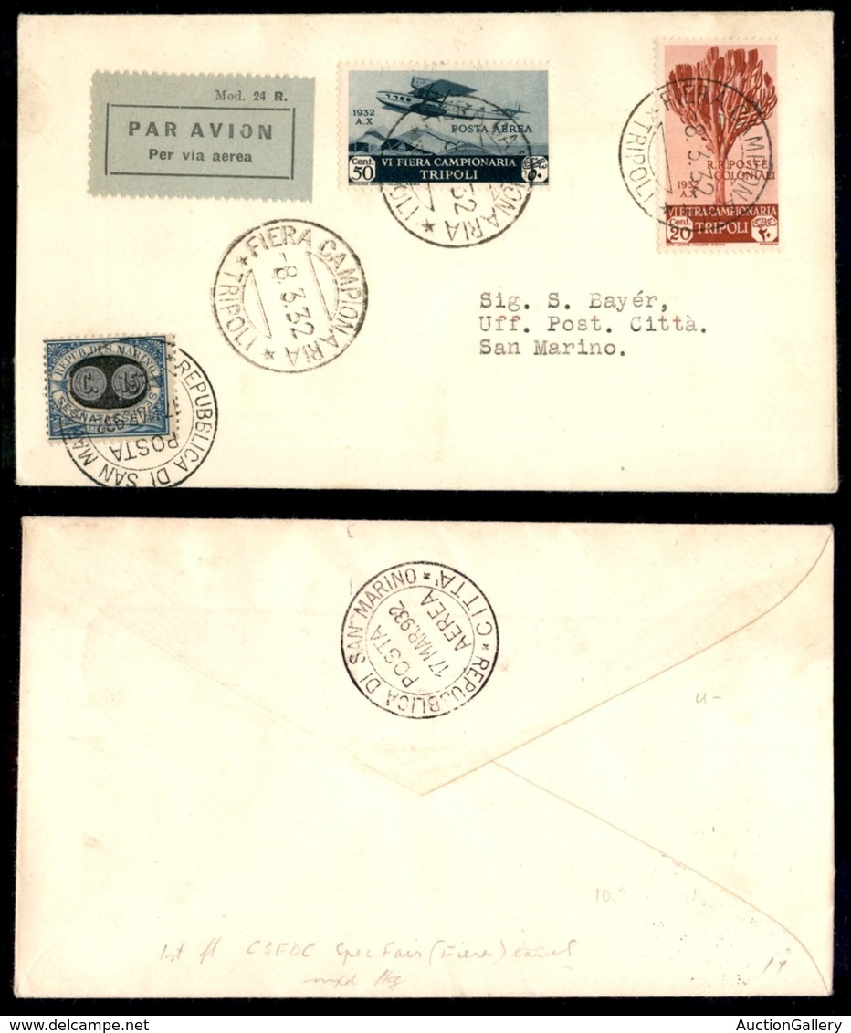 POSTA AEREA  - 1932 (3/8 Marzo) - Tripoli S.Marino (non Catalogato) - VI Fiera (FDC) - 20 Aerogrammi Nel Dispaccio - Andere & Zonder Classificatie