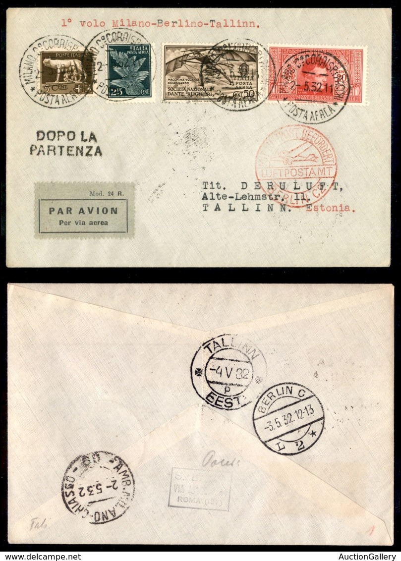 POSTA AEREA  - 1932 (2 Maggio) - Milano Tallin (2623) - 6 Aerogrammi Col Dispaccio - Andere & Zonder Classificatie