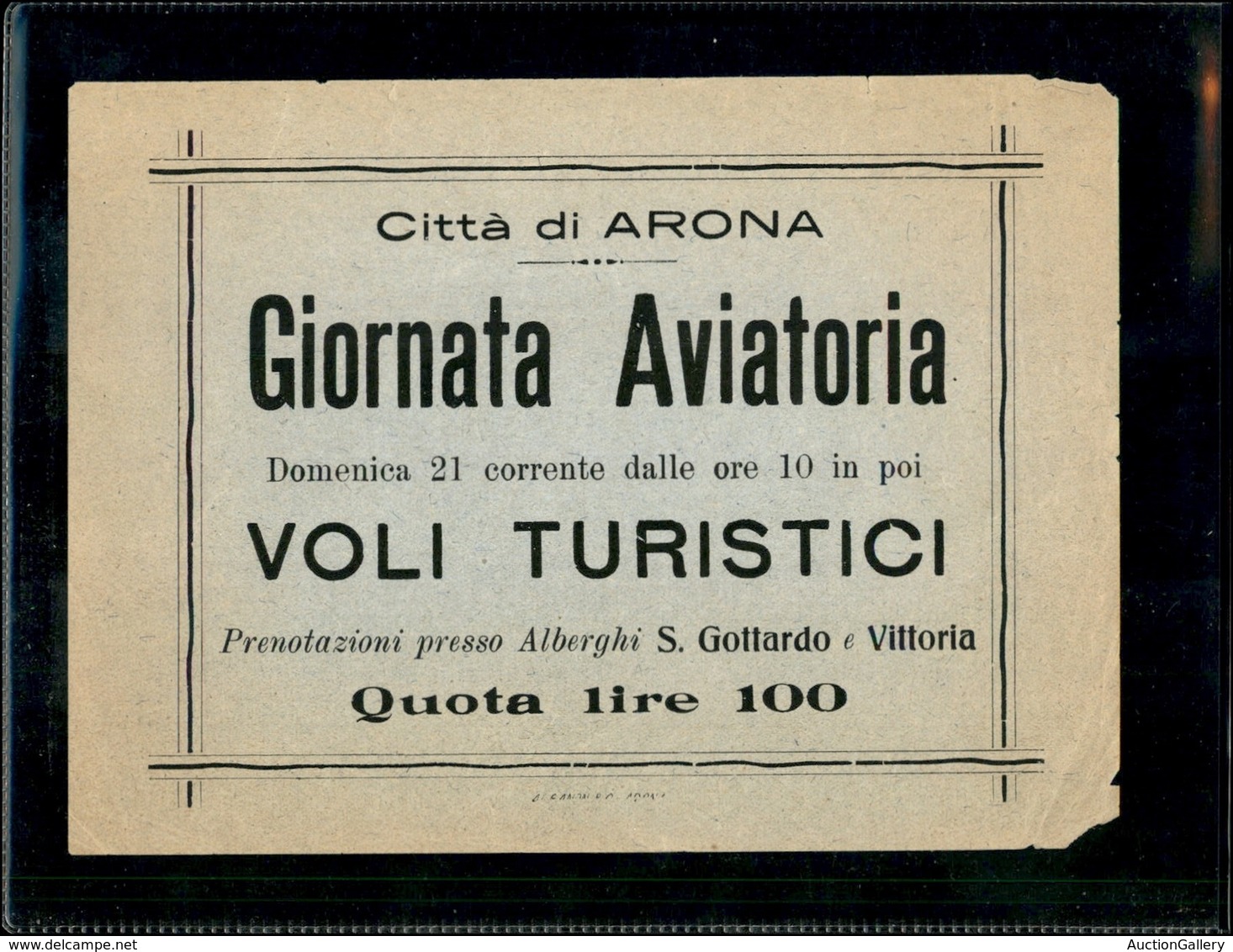 POSTA AEREA  - 1934 - Città Di Arona - Giornata Aviatoria - Voli Turistici - Volantino - Autres & Non Classés