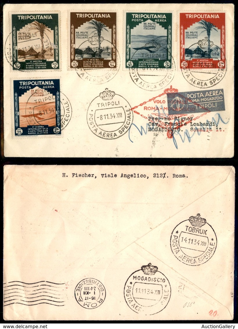 POSTA AEREA  - 1934 (8/14 Novembre) - (Tripoli) Tobruk Mogadiscio (3205) - 20 Aerogrammi Col Dispaccio - Andere & Zonder Classificatie