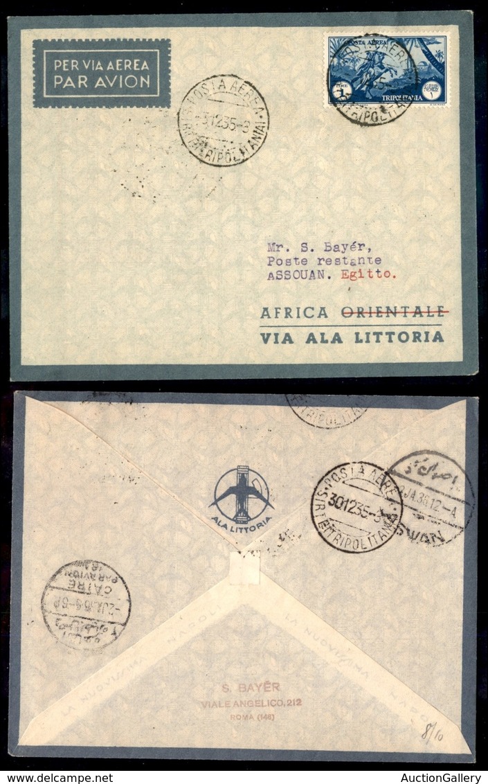 POSTA AEREA  - 1935 (3 Dicembre) - Tripoli Assuan (3440) - Nota: (Posta Aerea Tripolitania) - 10 Aerogrammi Nel Dispacci - Autres & Non Classés