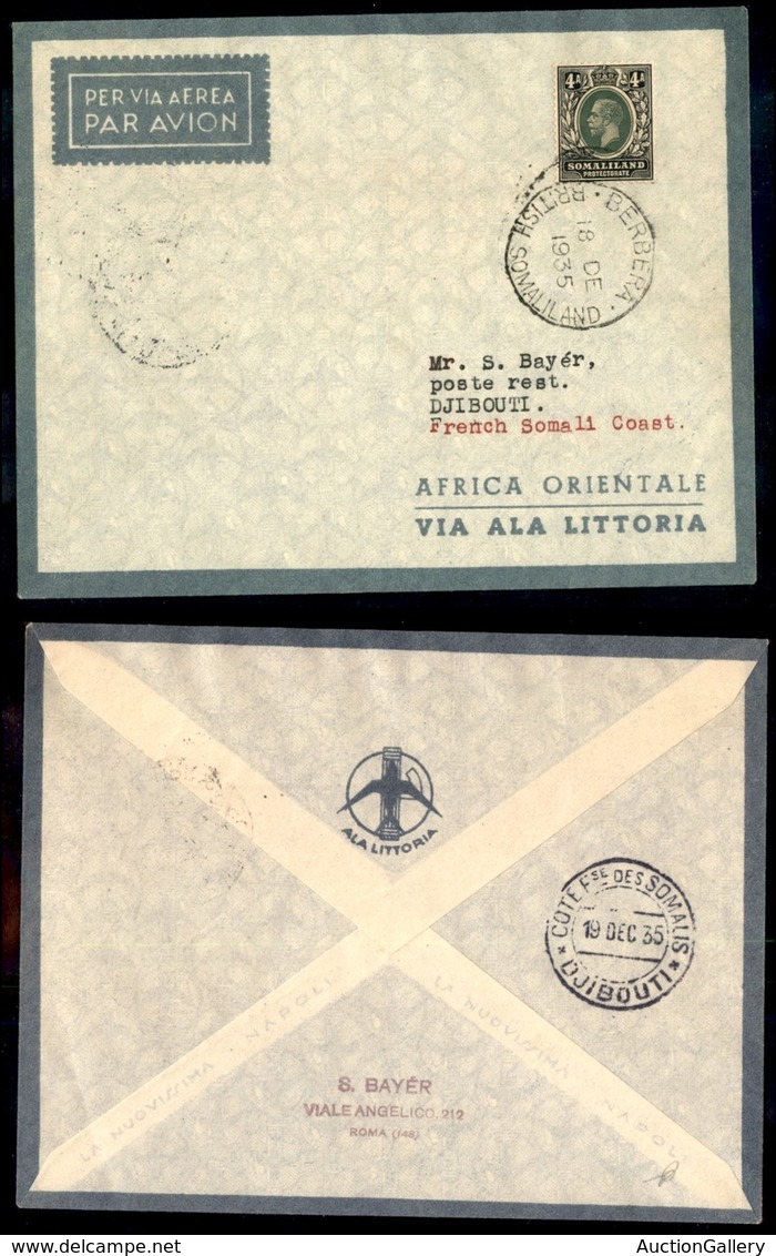 POSTA AEREA  - 1935 (18 Dicembre) - Berbera Djibouti (3484) - Sonstige & Ohne Zuordnung