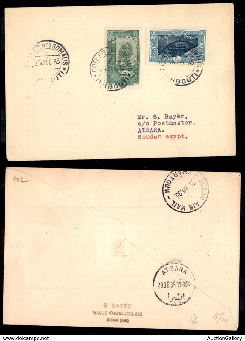 POSTA AEREA  - 1935 (26 Dicembre) - Djibouti Wadi Halfa (3511) - 10 Aerogrammi - Dispaccio Con Affrancature Diverse - Sonstige & Ohne Zuordnung