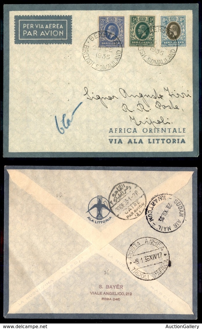POSTA AEREA  - 1935 (26 Dicembre) - Berbera Tripoli (3518) - 15 Aerogrammi Col Dispaccio - Andere & Zonder Classificatie