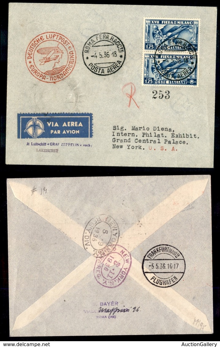 POSTA AEREA  - 1936 (4/5 Maggio) - Zeppelin - Roma New York - Affrancature Varie - Autres & Non Classés