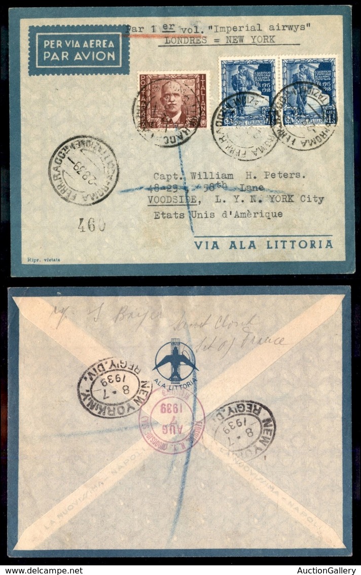 POSTA AEREA  - 1939 (2 Agosto) - Roma New York (3869) - 20 Aerogrammi Col Dispaccio - Autres & Non Classés